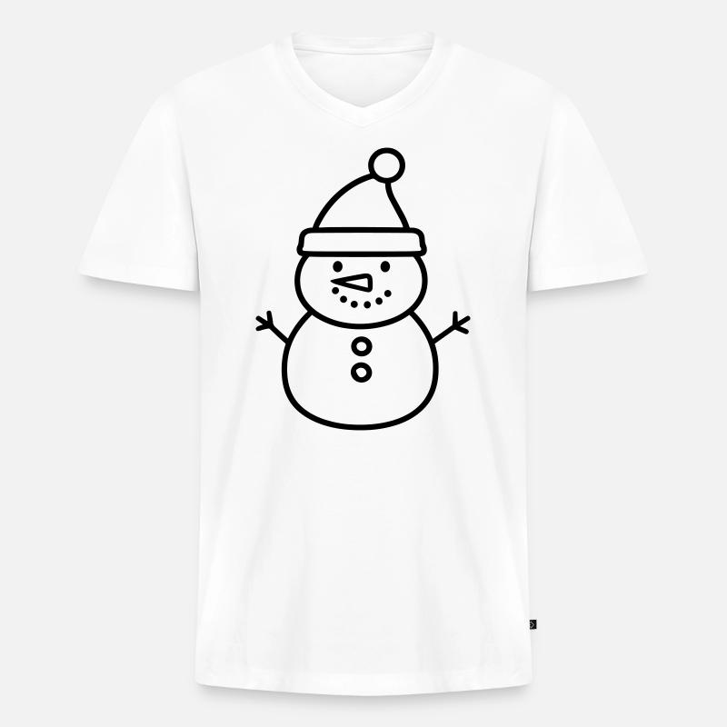 Schneemann - Männer Premium Bio T-Shirt mit V-Ausschnitt - Weiß