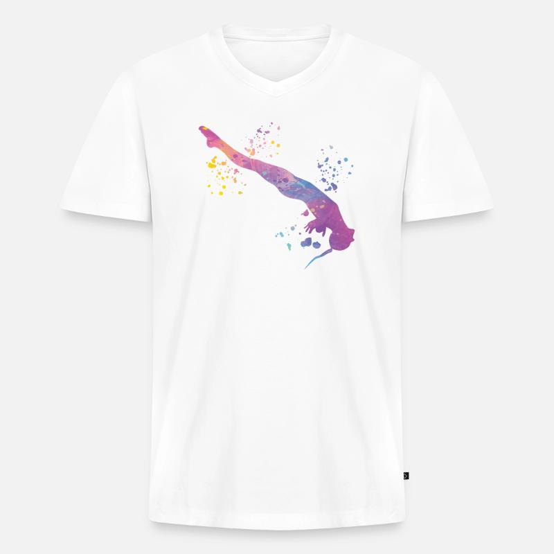 Synchronisierter Wassertaucher High Diver - Männer Premium Bio T-Shirt mit V-Ausschnitt - Weiß