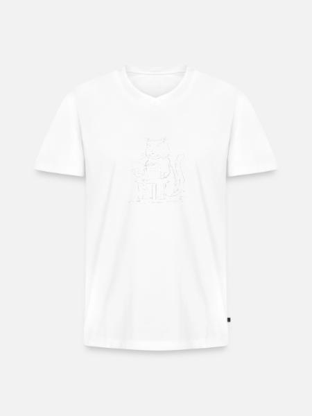 Intelligent cat reading secret books - Men's Premium Organic T-shirt with V-neck - white