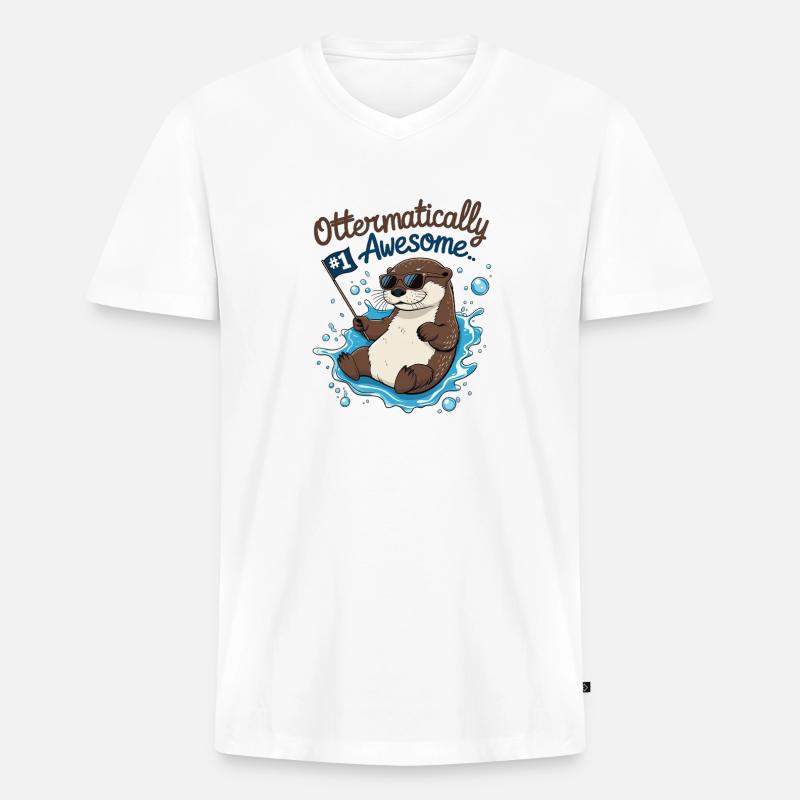 Otter-like cool – Funny Otter - Men's Premium Organic T-shirt with V-neck - white