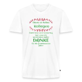 Danke Kollege Abschied Abschiedsfeier Geschenkidee - Männer Premium Bio T-Shirt mit V-Ausschnitt - Weiß - Vorne - Nico (187cm)