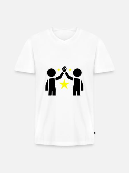 Freundschaft Beste Freunde - Männer Premium Bio T-Shirt mit V-Ausschnitt - Weiß