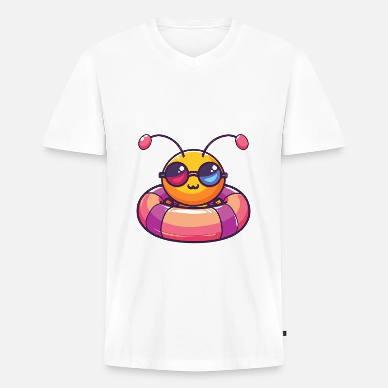 Ameise Comic Cool - Männer Premium Bio T-Shirt mit V-Ausschnitt - Weiß