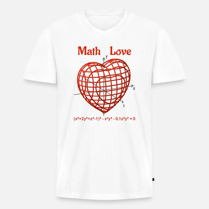 Heart Function 3D – Math Love - Men's Premium Organic T-shirt with V-neck - white