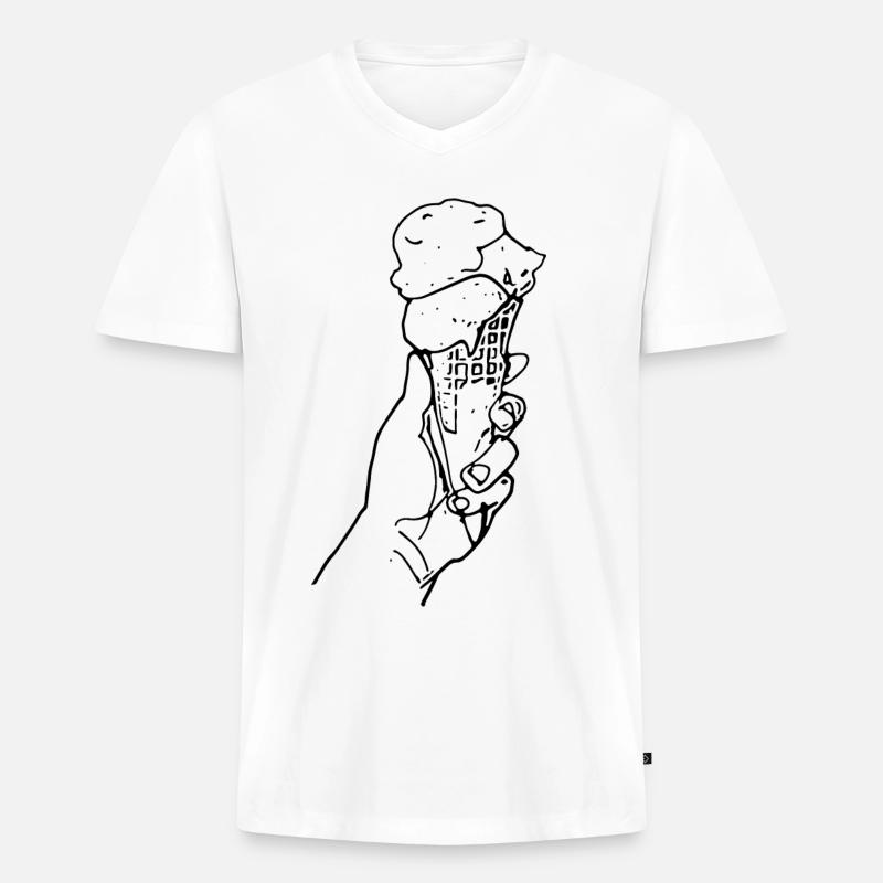 Sommer-Eis - Männer Premium Bio T-Shirt mit V-Ausschnitt - Weiß