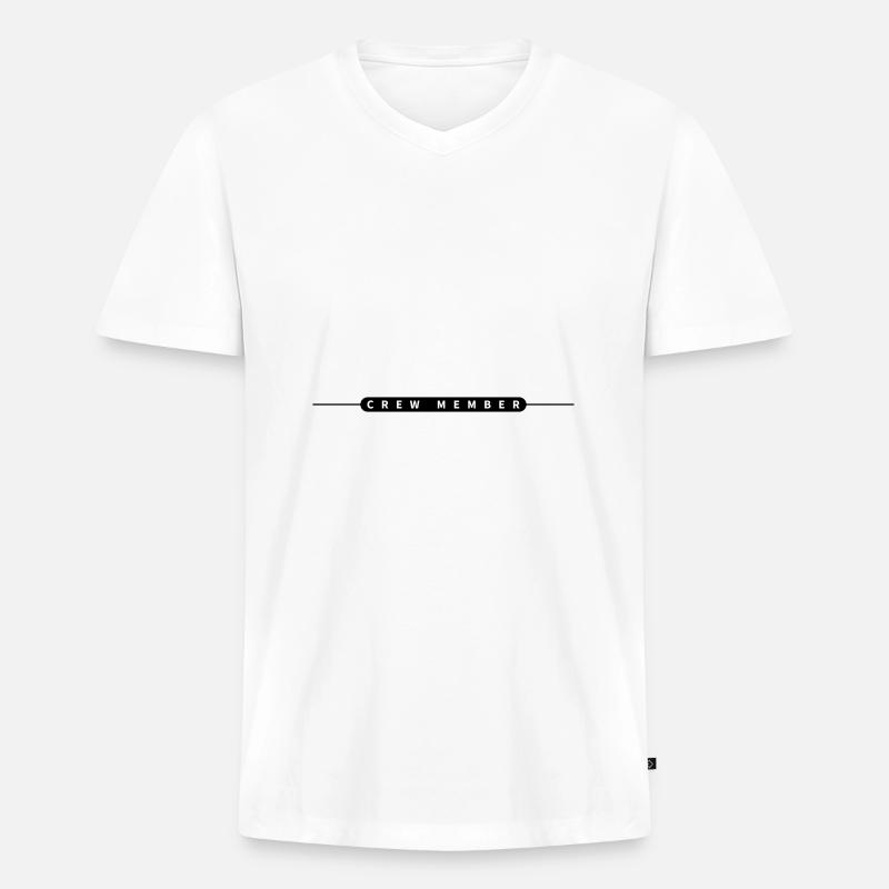 Crew Mitglied - Männer Premium Bio T-Shirt mit V-Ausschnitt - Weiß