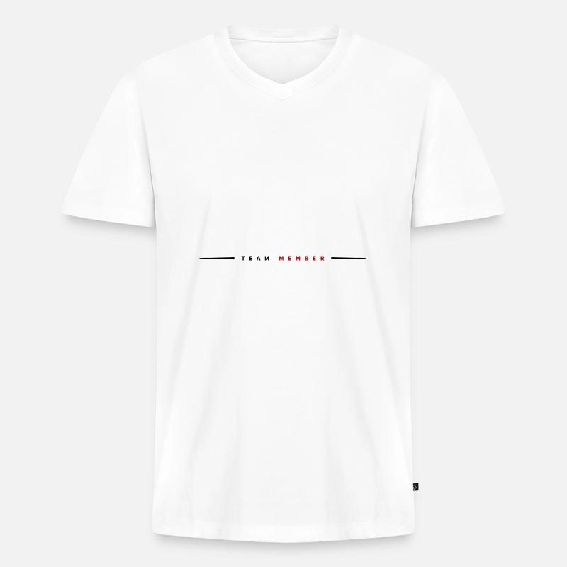 Team Mitglied - Männer Premium Bio T-Shirt mit V-Ausschnitt - Weiß