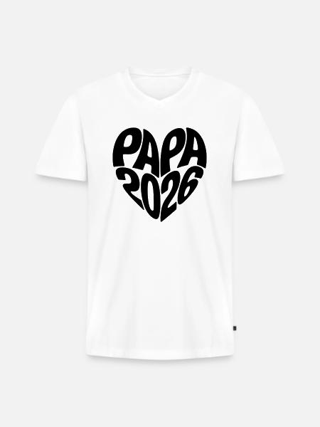 Papa 2026 - Männer Premium Bio T-Shirt mit V-Ausschnitt - Weiß