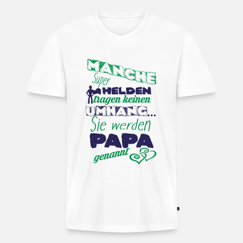 Superhelden werden Papa genannt - Männer Premium Bio T-Shirt mit V-Ausschnitt - Weiß
