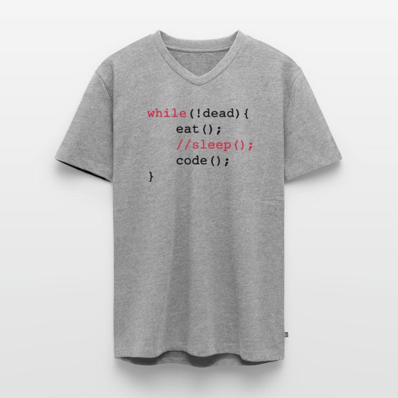 While dead - eat sleep code repeat if Coding Männer Premium Bio T-Shirt mit V-Ausschnitt