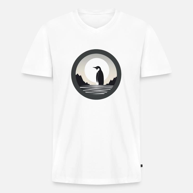 Pinguin - Männer Premium Bio T-Shirt mit V-Ausschnitt - Weiß
