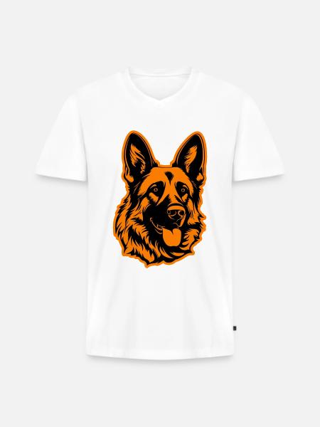 German Shepherd Dog Head - Men's Premium Organic T-shirt with V-neck - white