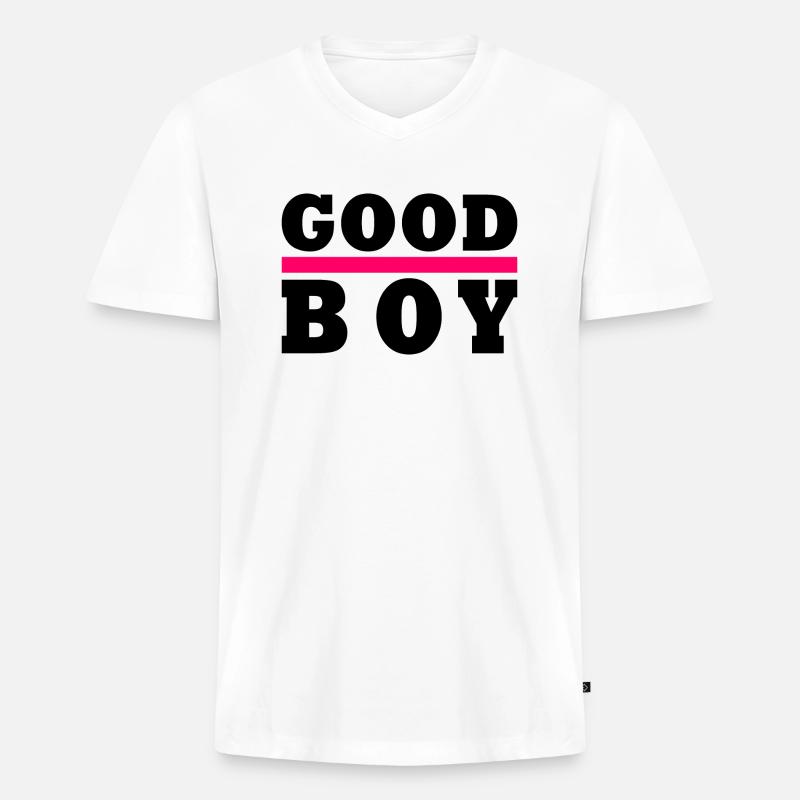 Good boy - Männer Premium Bio T-Shirt mit V-Ausschnitt - Weiß