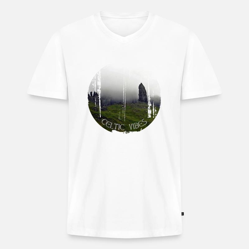 kelten 2 - Männer Premium Bio T-Shirt mit V-Ausschnitt - Weiß