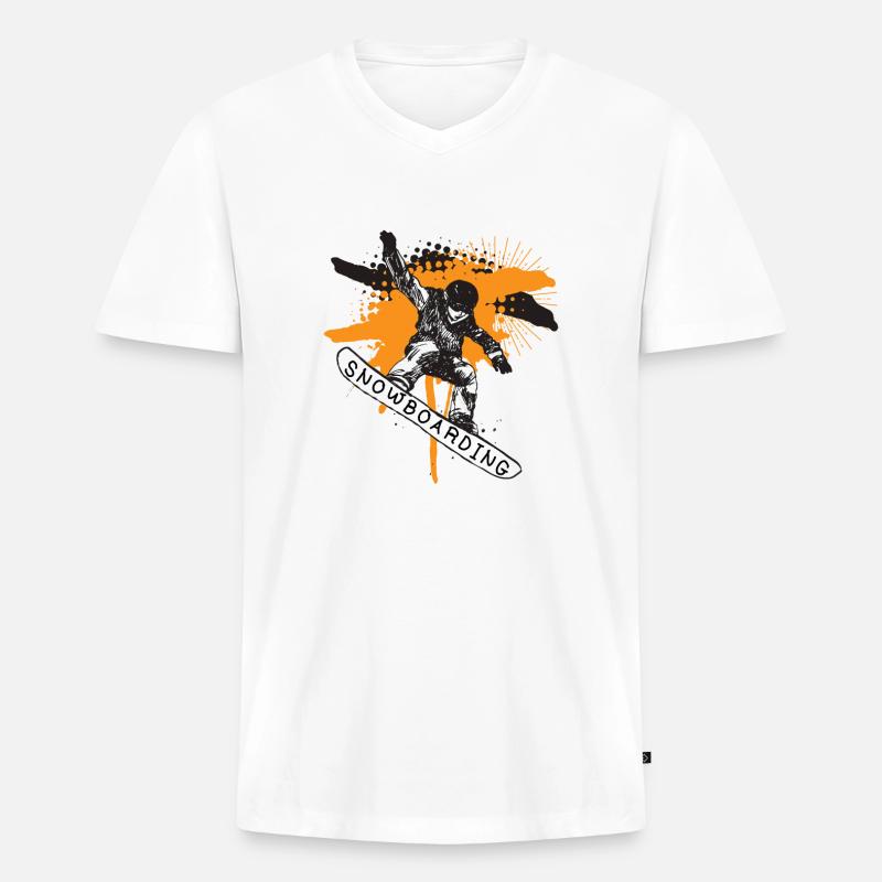 Snowboarding - Männer Premium Bio T-Shirt mit V-Ausschnitt - Weiß