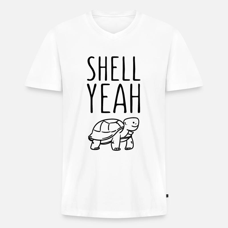 Shell Yeah Schildkröte - Männer Premium Bio T-Shirt mit V-Ausschnitt - Weiß