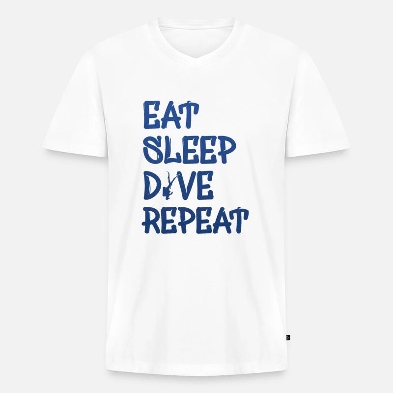 eat sleep dive repeat - Männer Premium Bio T-Shirt mit V-Ausschnitt - Weiß