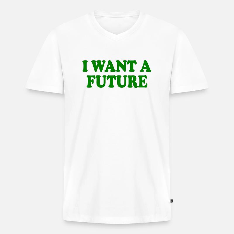 I want a future - Männer Premium Bio T-Shirt mit V-Ausschnitt - Weiß