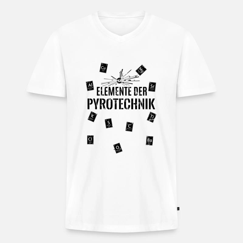 Pyro Elemente - Männer Premium Bio T-Shirt mit V-Ausschnitt - Weiß