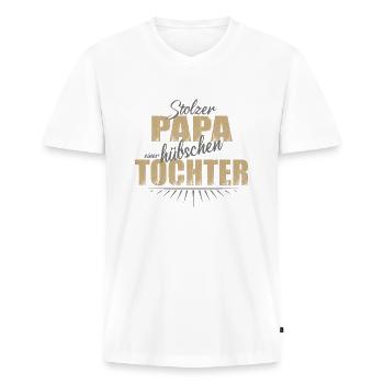 stolzer Papa einer hübschen Tochter Mädchen - Männer Premium Bio T-Shirt mit V-Ausschnitt - Weiß - Vorne - Nico (187cm)