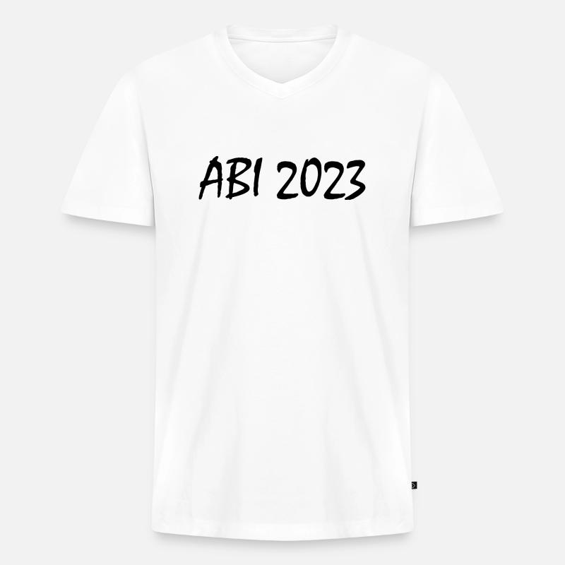Abi 2023 - Männer Premium Bio T-Shirt mit V-Ausschnitt - Weiß