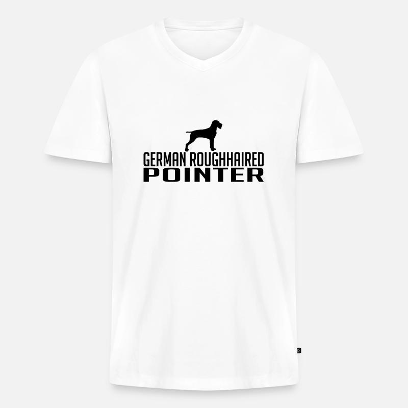 GERMAN ROUGHHAIRED POINTER Hunderasse Wilsigns - Männer Premium Bio T-Shirt mit V-Ausschnitt - Weiß