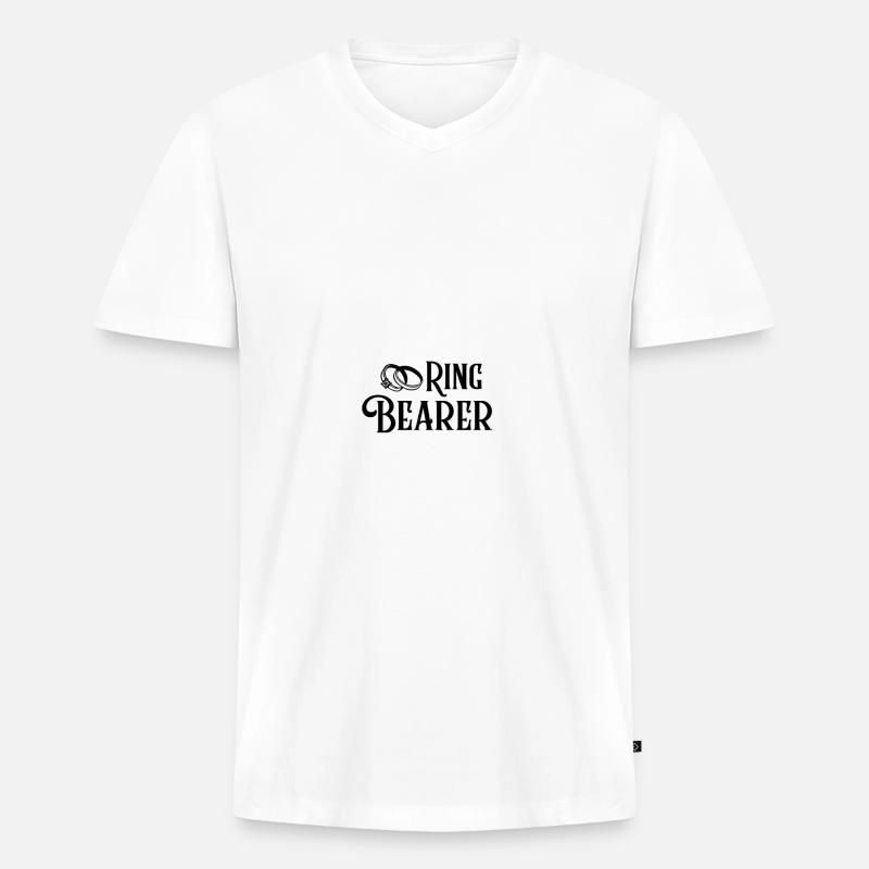 Ring Bearer Geschenk Ringträger Hochzeit - Männer Premium Bio T-Shirt mit V-Ausschnitt - Weiß