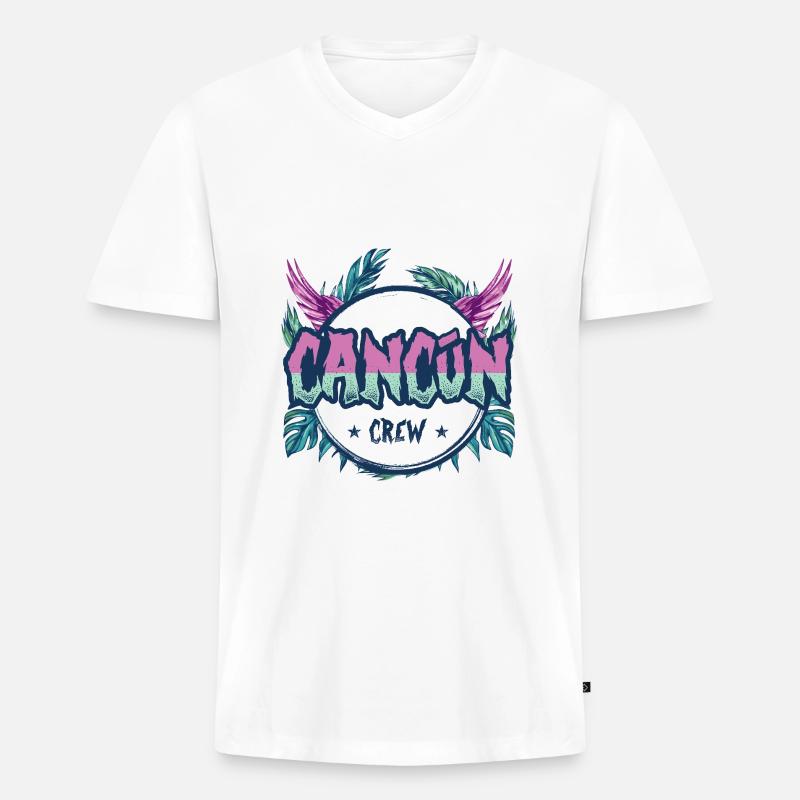 Cancun Crew Bunt - Männer Premium Bio T-Shirt mit V-Ausschnitt - Weiß