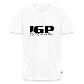IGP ROTTWEILER Sports de sport Wilsigns Chiens - T-shirt encolure en V Premium bio Homme - blanc - Devant - Nico (187cm)