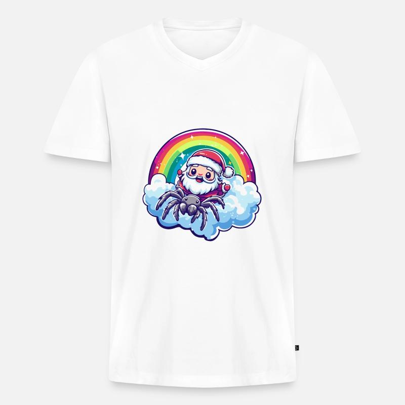 Tarantula Weihnachtsmann Regenbogen - Männer Premium Bio T-Shirt mit V-Ausschnitt - Weiß