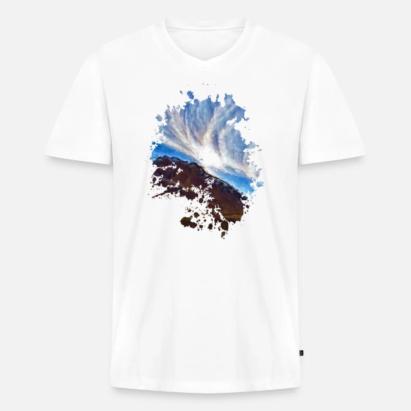 Wolkenbildung - Männer Premium Bio T-Shirt mit V-Ausschnitt - Weiß