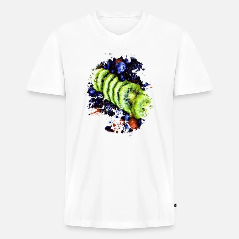 Fruit Bowl - Männer Premium Bio T-Shirt mit V-Ausschnitt - Weiß