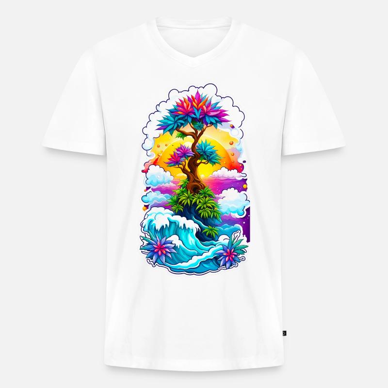 High waves 03 - Männer Premium Bio T-Shirt mit V-Ausschnitt - Weiß