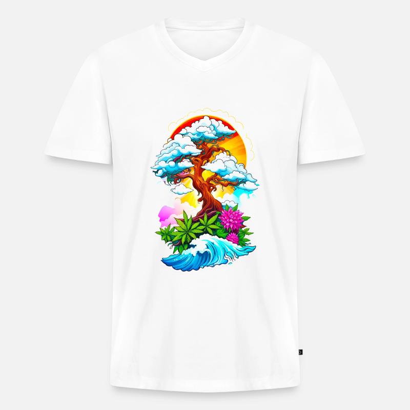 High waves 04 - Männer Premium Bio T-Shirt mit V-Ausschnitt - Weiß