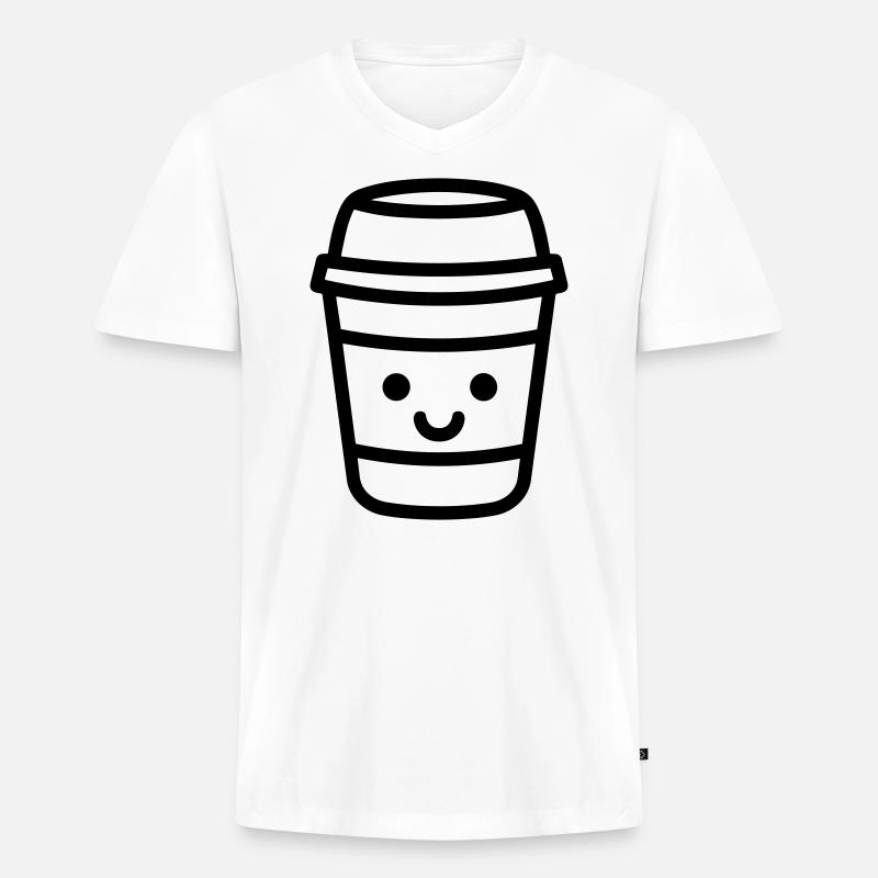 Kaffeebecher - Männer Premium Bio T-Shirt mit V-Ausschnitt - Weiß