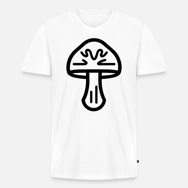 Pilz - Männer Premium Bio T-Shirt mit V-Ausschnitt - Weiß