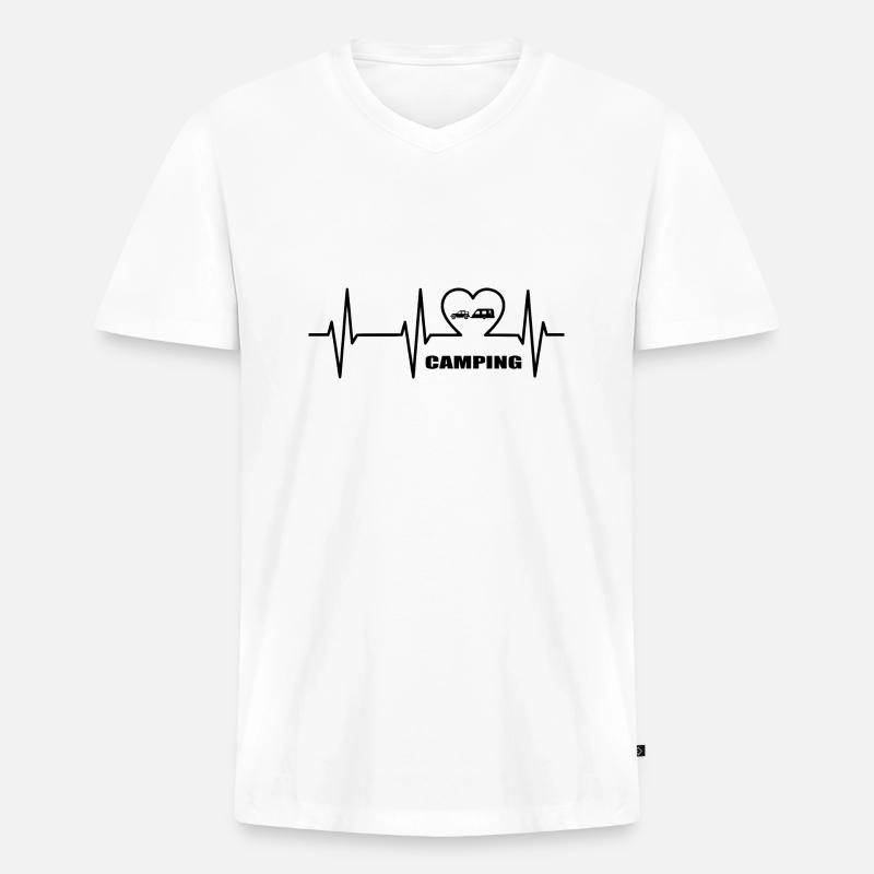 Camping - Männer Premium Bio T-Shirt mit V-Ausschnitt - Weiß