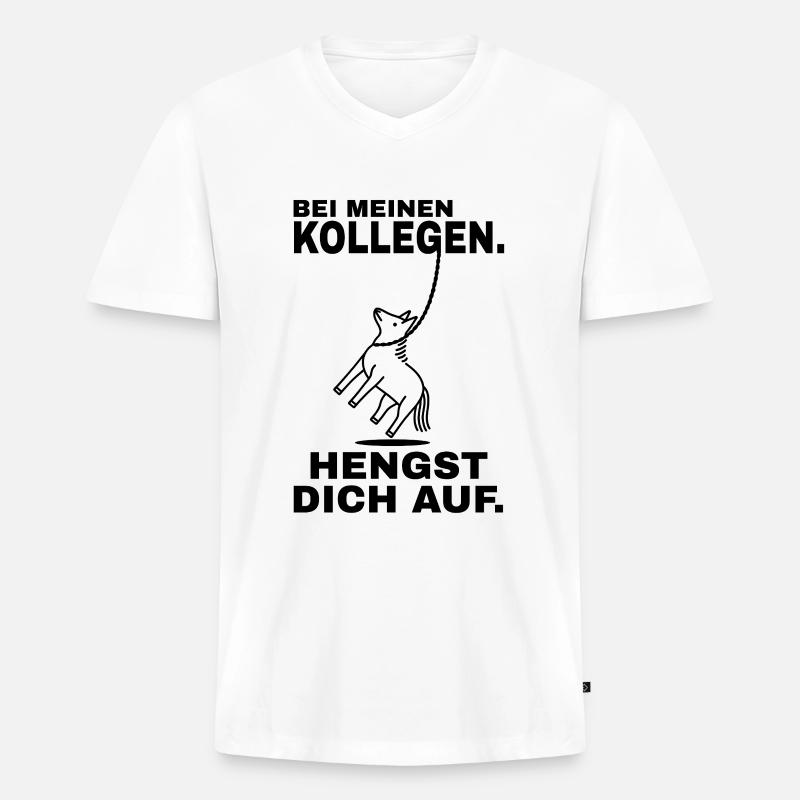 Hengst dich auf - Schwarzer Text - Männer Premium Bio T-Shirt mit V-Ausschnitt - Weiß