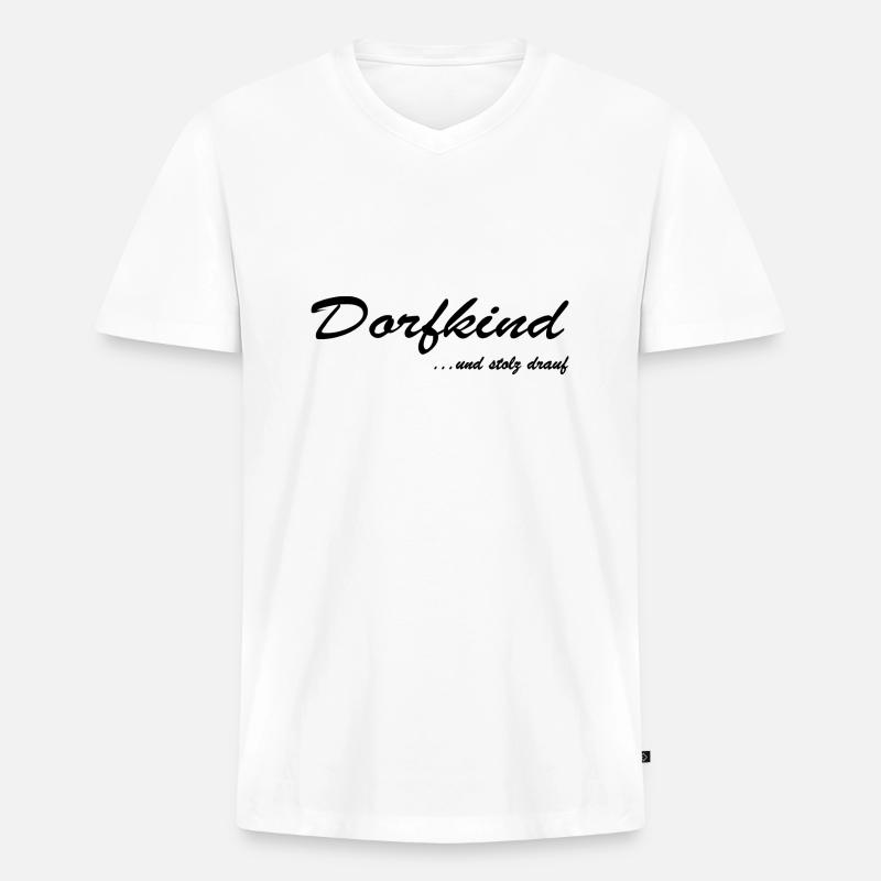 Dorfkind - Männer Premium Bio T-Shirt mit V-Ausschnitt - Weiß