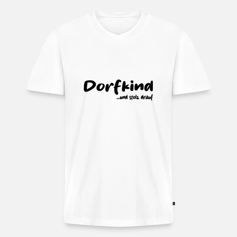 Dorfkind - Männer Premium Bio T-Shirt mit V-Ausschnitt - Weiß