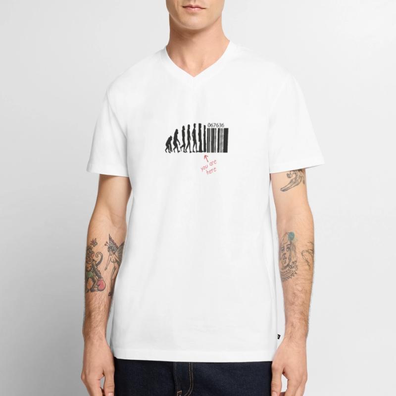 Evolution - Code-barres - Transhumanisme - Technique T-shirt encolure en V Premium bio Homme