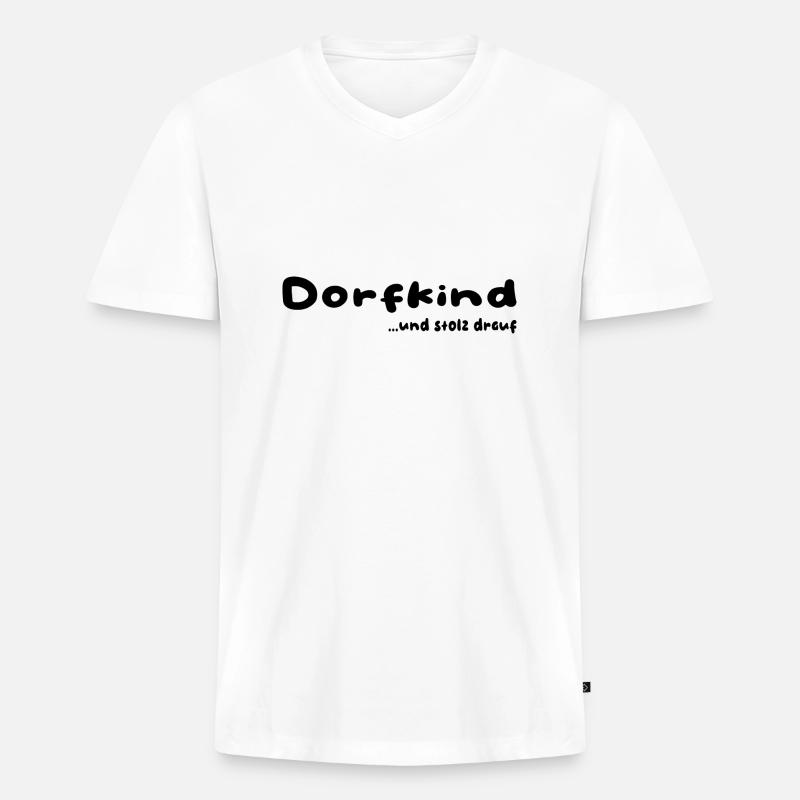 Dorfkind - Männer Premium Bio T-Shirt mit V-Ausschnitt - Weiß