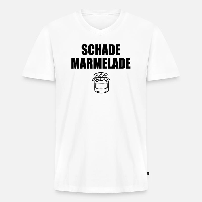 Schade Marmelade - Männer Premium Bio T-Shirt mit V-Ausschnitt - Weiß