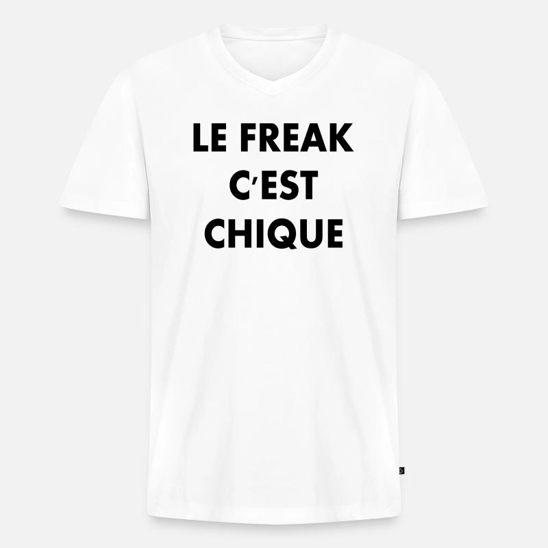 le freak c'est chique - Männer Premium Bio T-Shirt mit V-Ausschnitt - Weiß