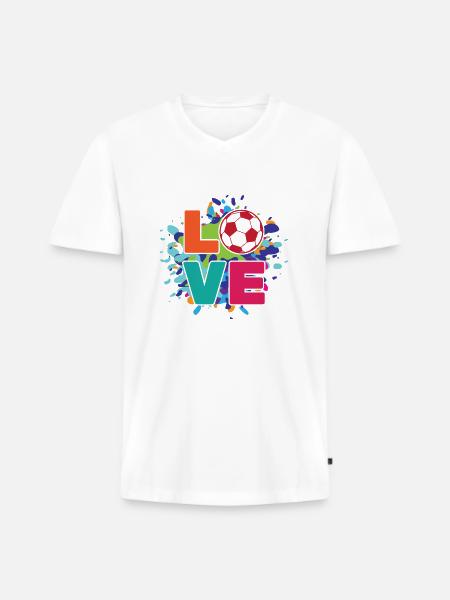 Soccer - Men's Premium Organic T-shirt with V-neck - white