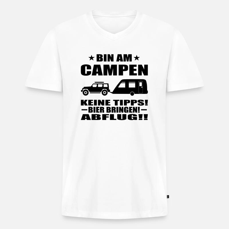 Camping - Männer Premium Bio T-Shirt mit V-Ausschnitt - Weiß