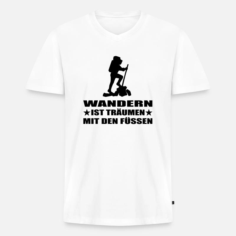 Wandern - Männer Premium Bio T-Shirt mit V-Ausschnitt - Weiß