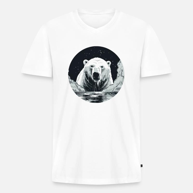 Eisbär - Männer Premium Bio T-Shirt mit V-Ausschnitt - Weiß