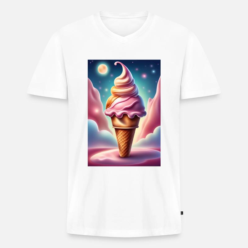 Erdbeer-Waffel - Männer Premium Bio T-Shirt mit V-Ausschnitt - Weiß