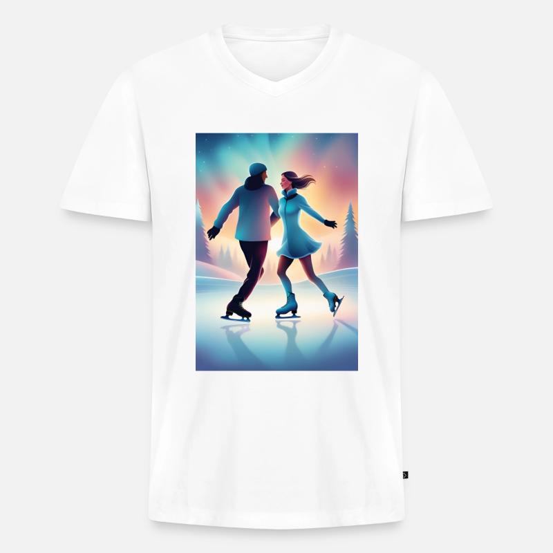 Süßes Eislaufpaar - Männer Premium Bio T-Shirt mit V-Ausschnitt - Weiß